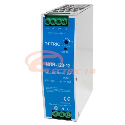 SURSA ALIMENTARE NDR IP20 / 12V 120W 10A MONTAJ SINA DIN