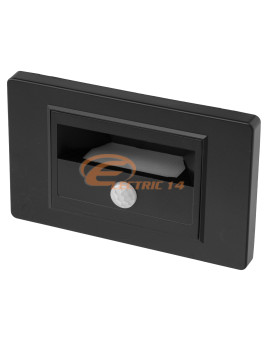 SPOT LED INCASTRABIL 1W DREPTUNGHIULAR SENZOR PREZENTA ILUMINAT TREPTE / SCARA / HOL NEGRU MAT LUMINA CALDA