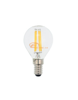 Bec Led E14 4w Sferic Filament Lumina Calda
