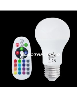 Bec led E27 8w G120 RGB + Lumina Rece+Telecomanda