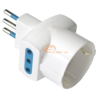 Adaptor Priza Italia 1 Schuko+2 Italia