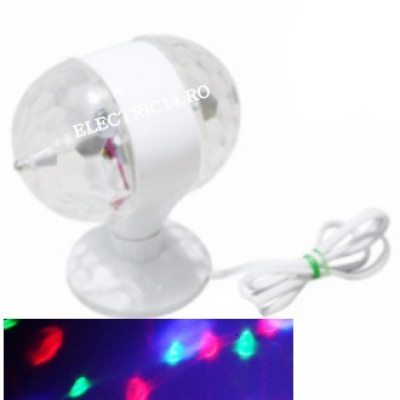 BEC LED  6W ROTATIV TREI CULORI DUBLU + SUPORT SI CABLU ALIMENTARE